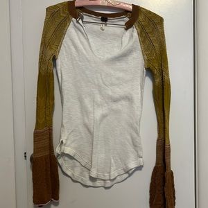 Free People shirt with knitted sleeves Small